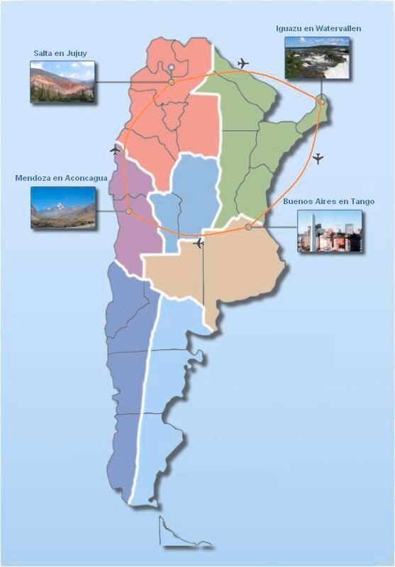 Routekaart Rondreis Noordwest en Noord Argentinië in 4x4